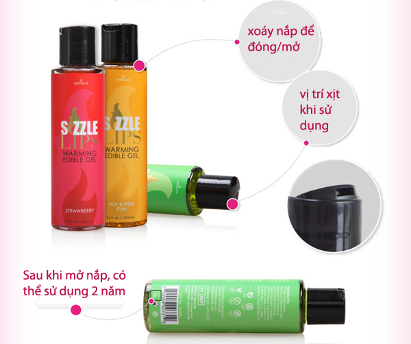 Gel mát xa làm nóng cơ thể nếm được Sensuva Sizzle Lips hương vị dễ chịu
