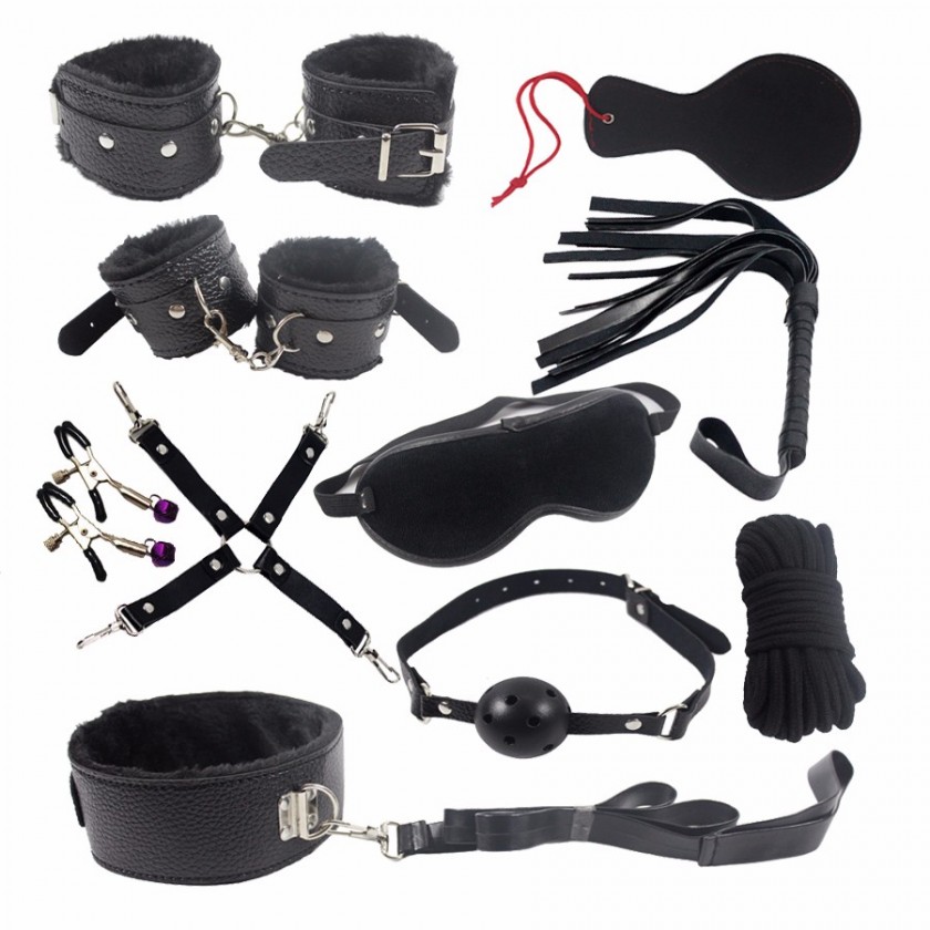 Bộ dụng cụ bạo dâm 10 món chất liệu da bông kích thích mạnh