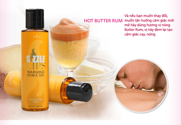 Gel mát xa làm nóng cơ thể nếm được Sensuva Sizzle Lips hương vị dễ chịu