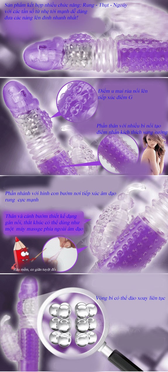 Dương vật giả thụt mạ kim cao cấp xoay vòng bi rung mạnh mẽ chính hãng