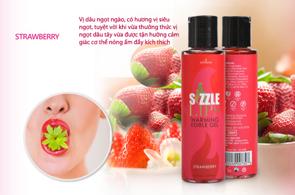 Gel mát xa làm nóng cơ thể nếm được Sensuva Sizzle Lips hương vị dễ chịu