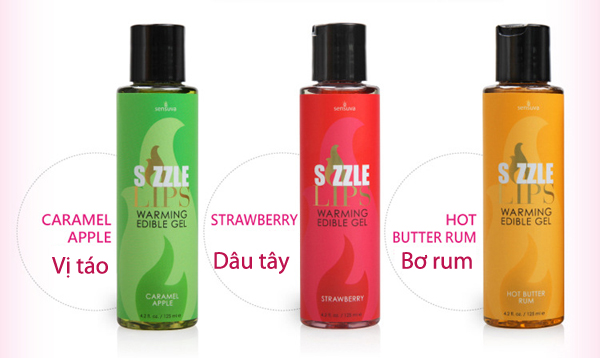 Gel mát xa làm nóng cơ thể nếm được Sensuva Sizzle Lips hương vị dễ chịu