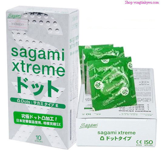 Hộp bao cao su Sagami Xtreme Dot 3 chiếc siêu mỏng cảm giác tự nhiên