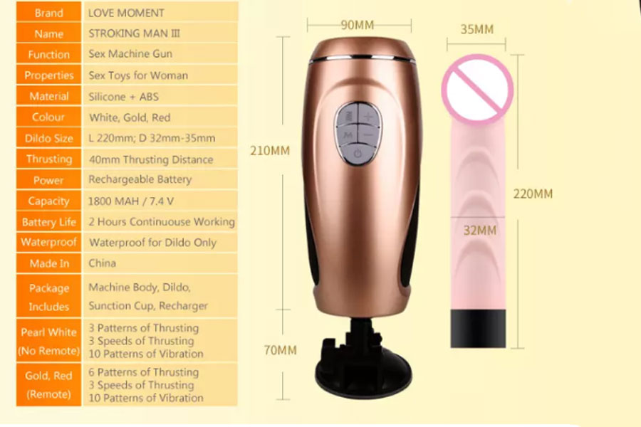 Máy rung thụt tự động nữ điều khiển từ xa Strocking Man III cao cấp Máy rung thụt tự động nữ điều khiển từ xa Strocking Man III cao cấp