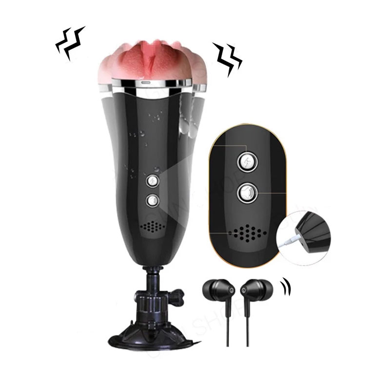 Âm đạo giả gắn tường Juai rung rên môi 3D đa chế độ rung cao cấp