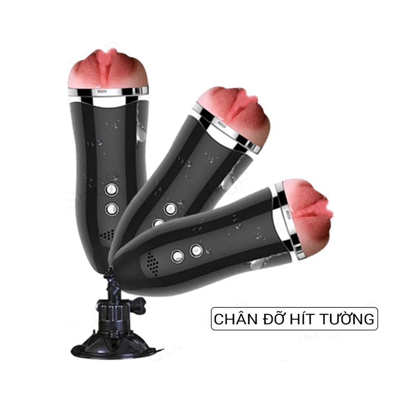 Âm đạo giả gắn tường Juai rung rên môi 3D đa chế độ rung cao cấp