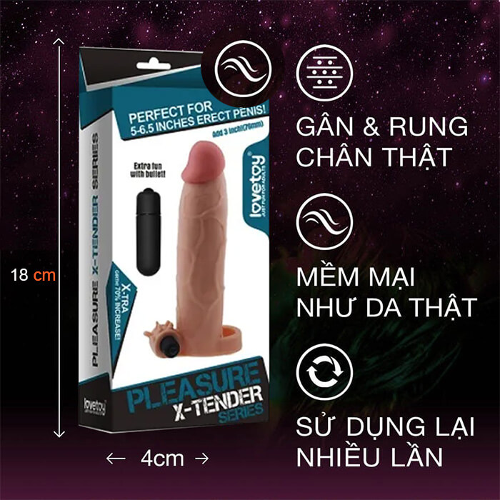 Đôn dên silicon rung Lovetoy Pleasure X-Tender Series