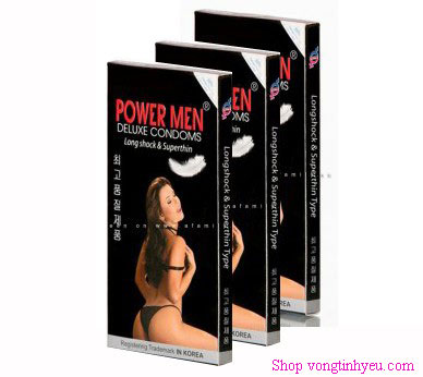 Hộp bao cao su Power Men Long Shock 12 chiếc siêu mỏng kéo dài quan hệ