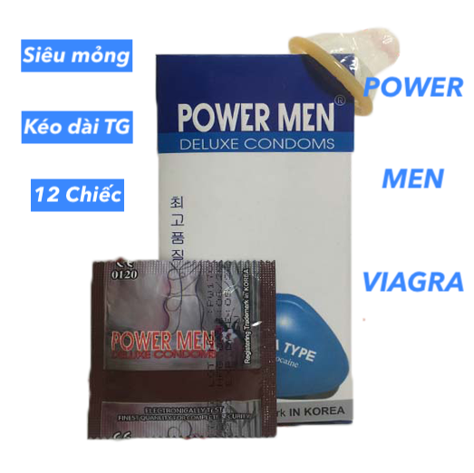 Bao cao su Power Men siêu mỏng chống xuất tinh sớm kéo dài quan hệ 12c
