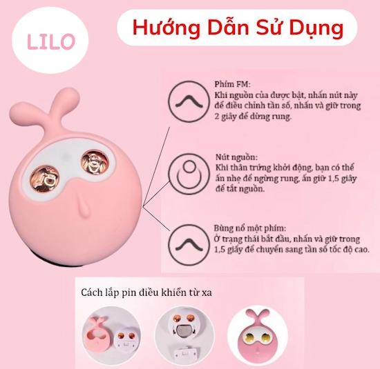 Trứng rung tình yêu Lilo tai thỏ silicone cao cấp điều khiển từ xa