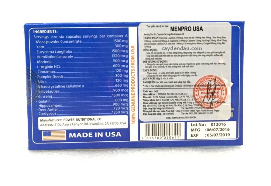 thuốc cường dương chống xuất tinh sớm menpro usa thảo dược