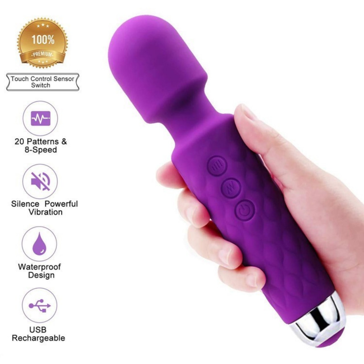 Chày rung 2 đầu AV silicon massage âm đạo 20 chế độ sạc pin tiện dụng