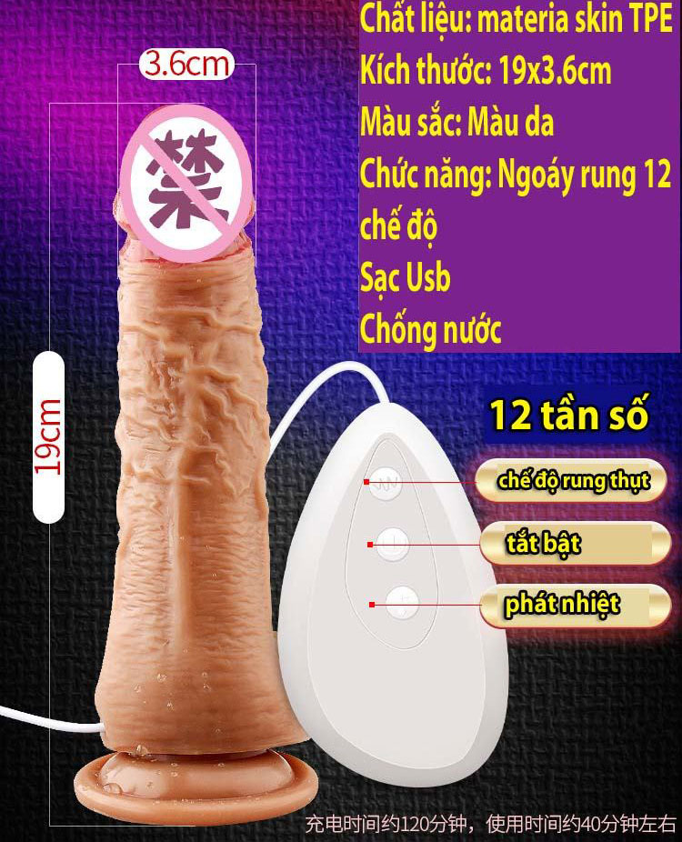 Dương vật rung thụt ngoáy nhiệt hít tường điều khiển từ xa cao cấp