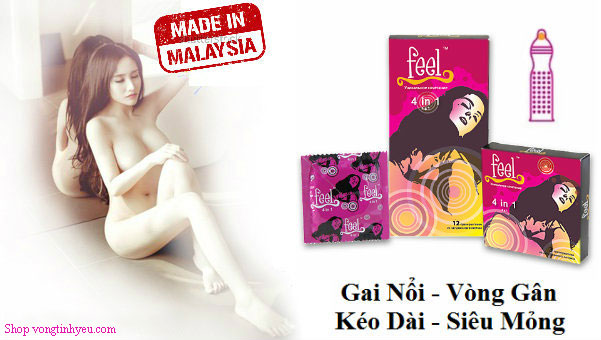 Hộp bao cao su gân gai Feel 4in1 12 chiếc an toàn kéo dài quan hệ