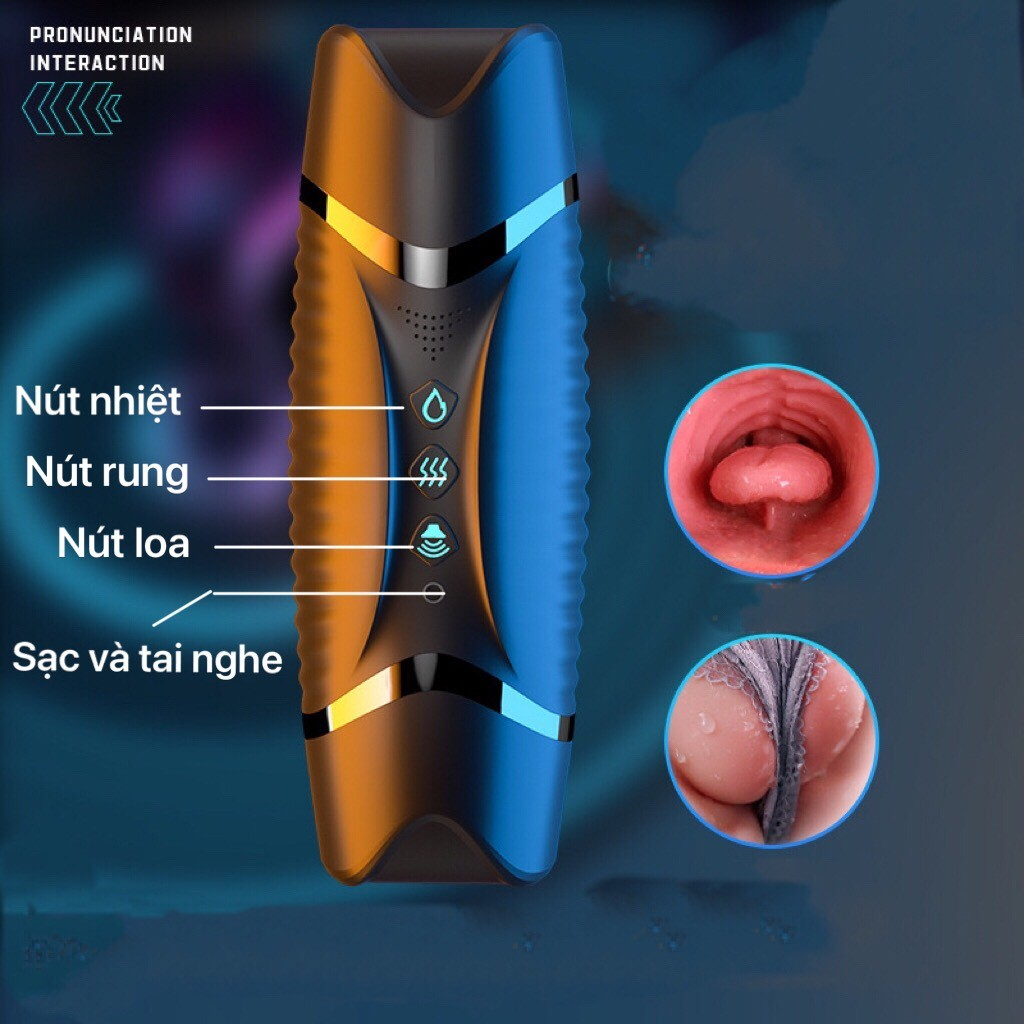 Âm đạo giả cầm tay Heidong Pro rung 2 đầu tỏa nhiệt nam tự sướng