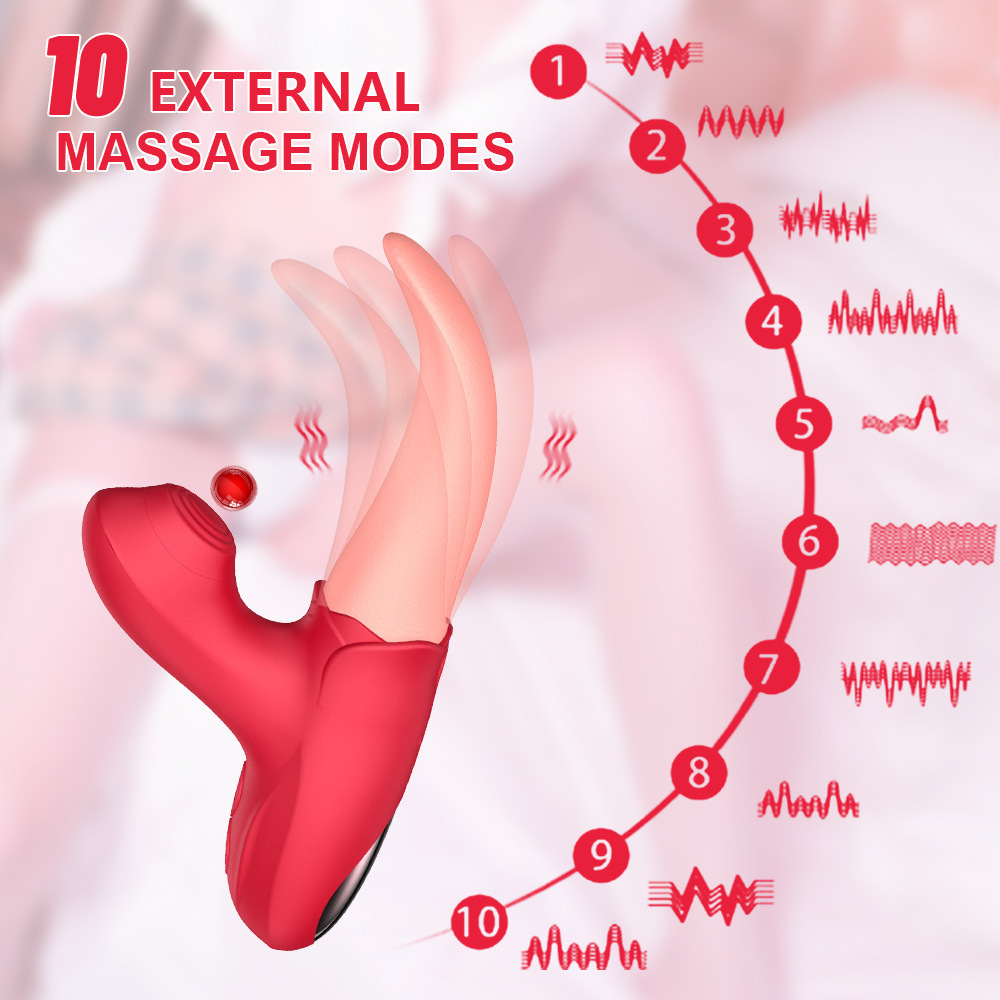 Lưỡi liếm hoa hồng mềm rung bú hút thổi 10 chế độ chống nước