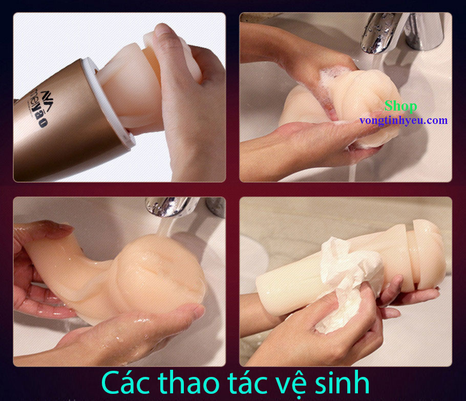 Âm đạo giả cầm tay hít tường Meiyao rung đôi mạnh mẽ thiết kế đẹp
