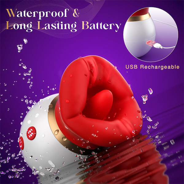 Máy rung hút lưỡi bú 3 in 1 massage núm vú điểm G 10 chế độ rung bú liếm