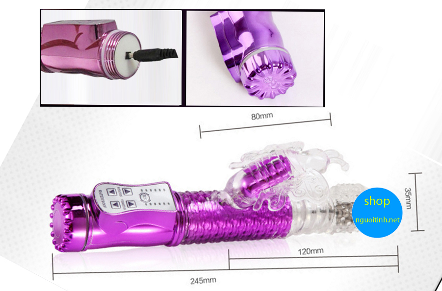 Dương vật rung xoay thụt pin sạc kích thích đa điểm cực sướng