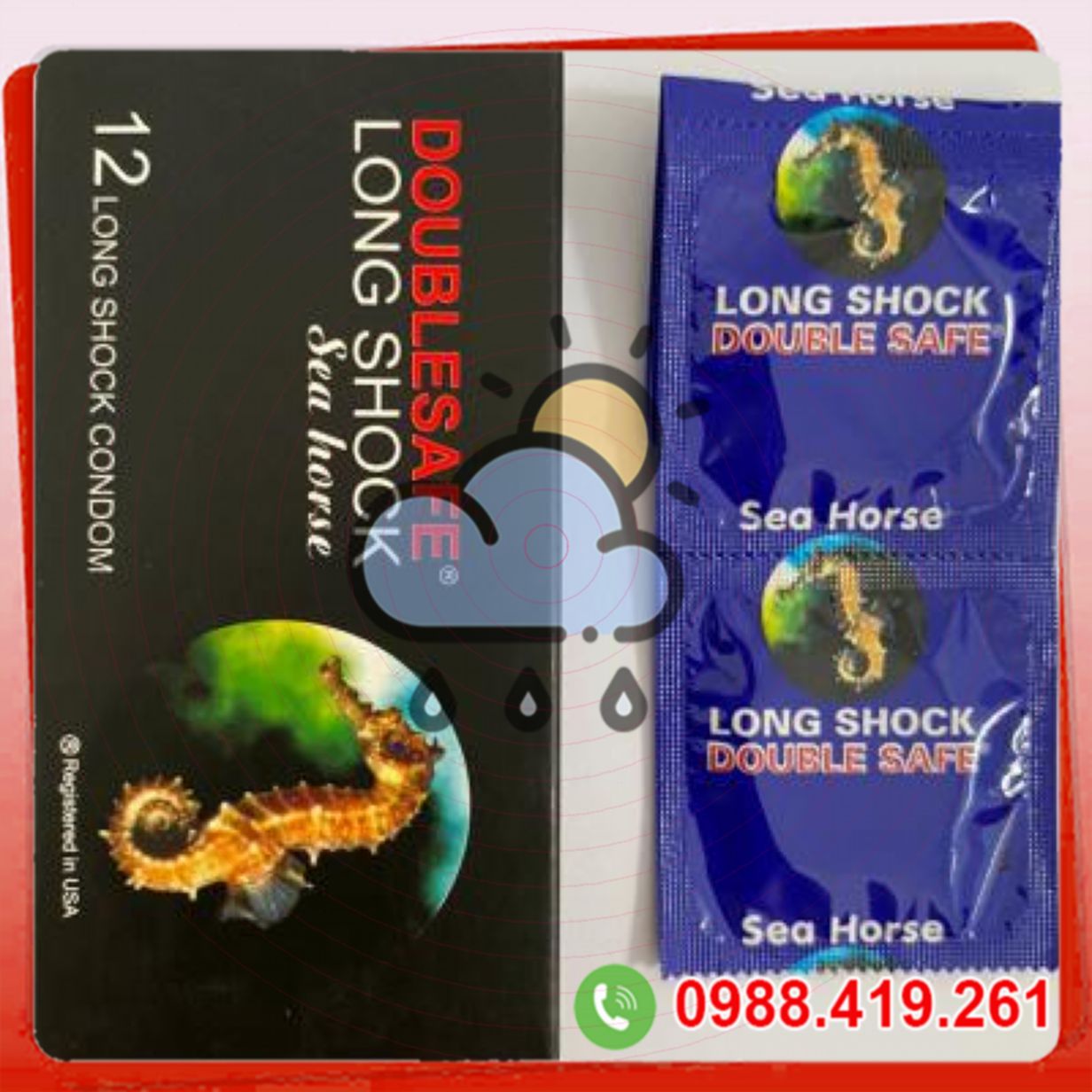 Bao cao su cá ngựa Long Shock 12 cái siêu mỏng kéo dài thời gian 