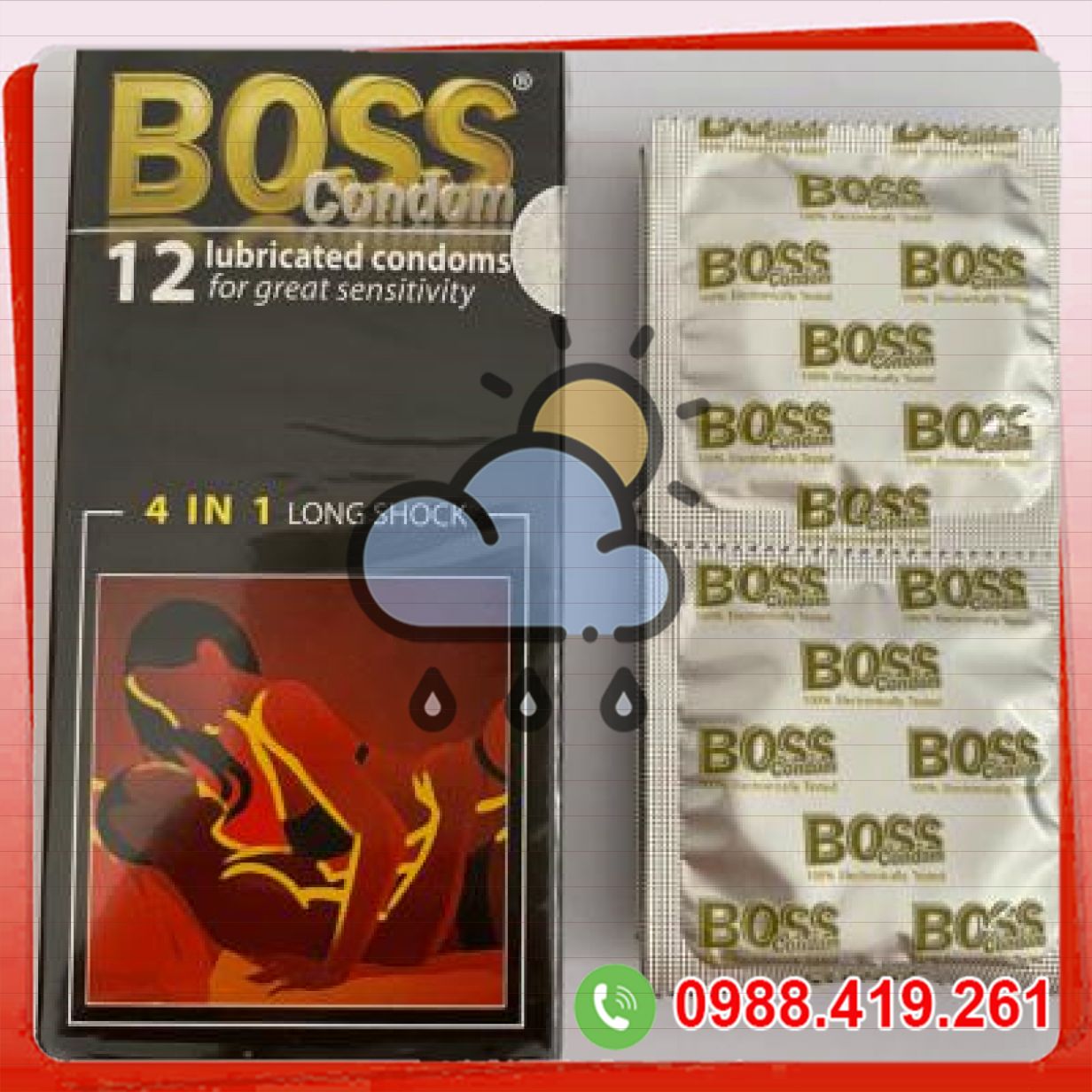 Bao cao su Boss gân gai hộp 12 cái an toàn thoải mái khi quan hệ 