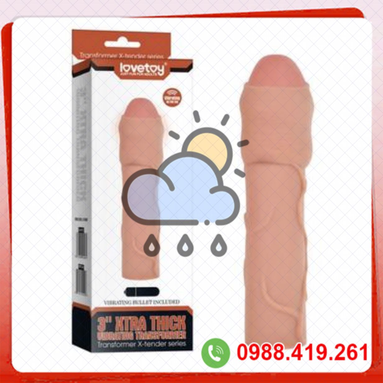 Bao đôn dên silicon 6cm rung Lovetoy siêu mềm kích thích cực mạnh 