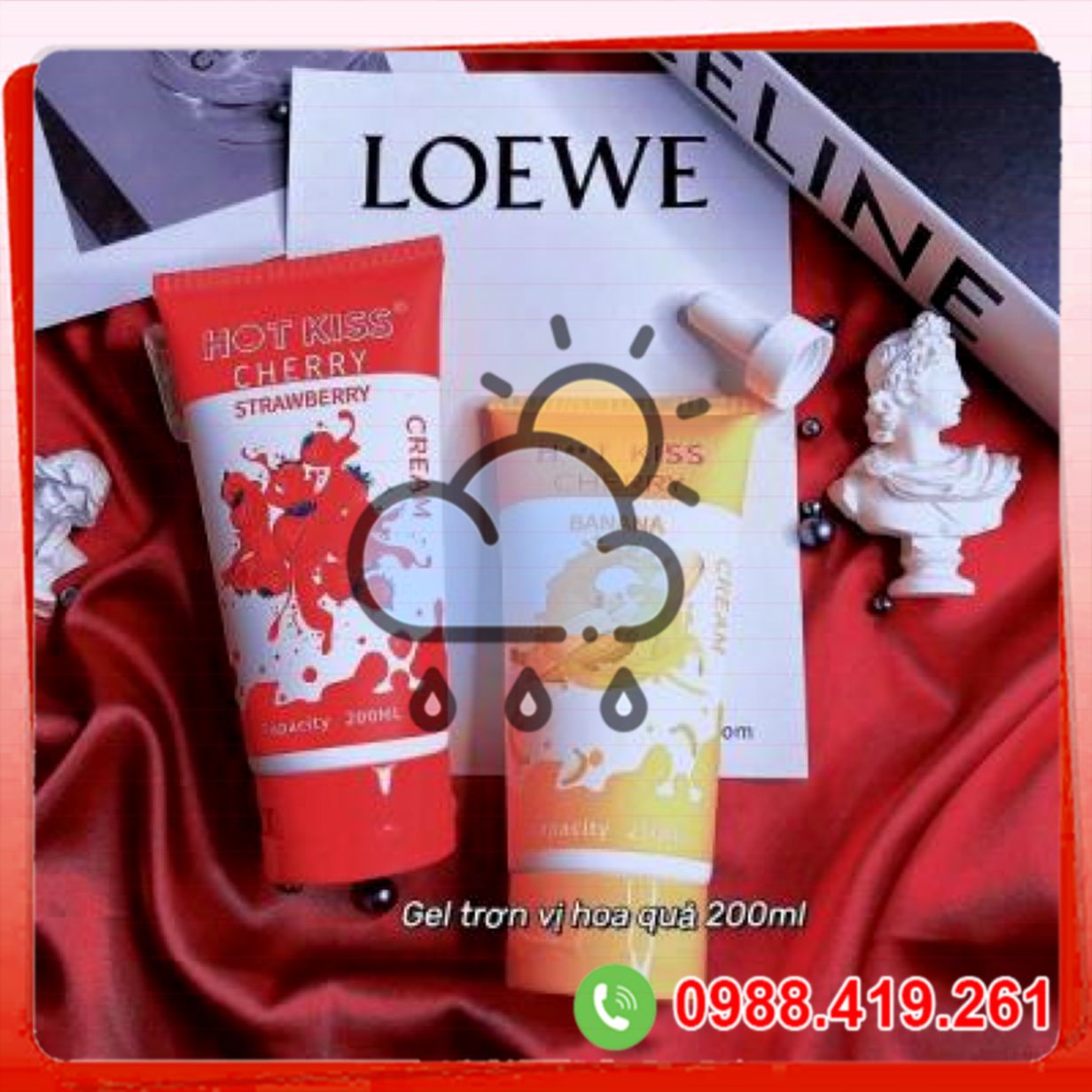 Combo 2 gel bôi trơn Hot Kiss hương dâu chuối 200ml 