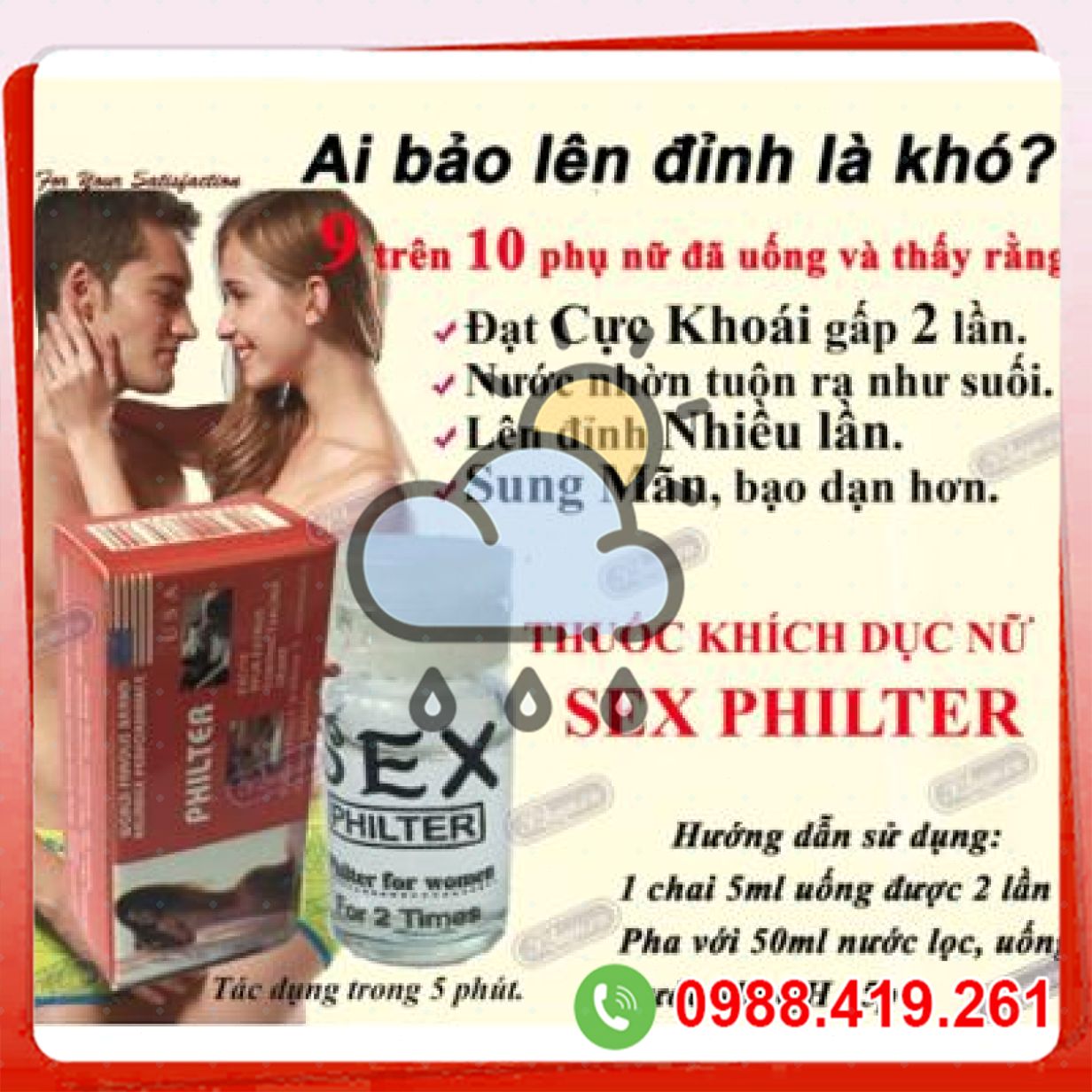 Thuốc kích dục nữ Sex Philter đỏ tăng ham muốn nhanh 