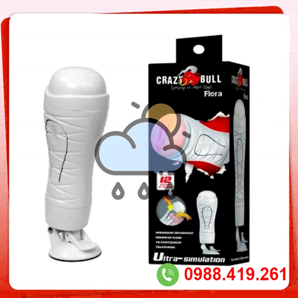 Âm đạo giả có đế hít tường Crazy Bull Flora silicon mềm mại 