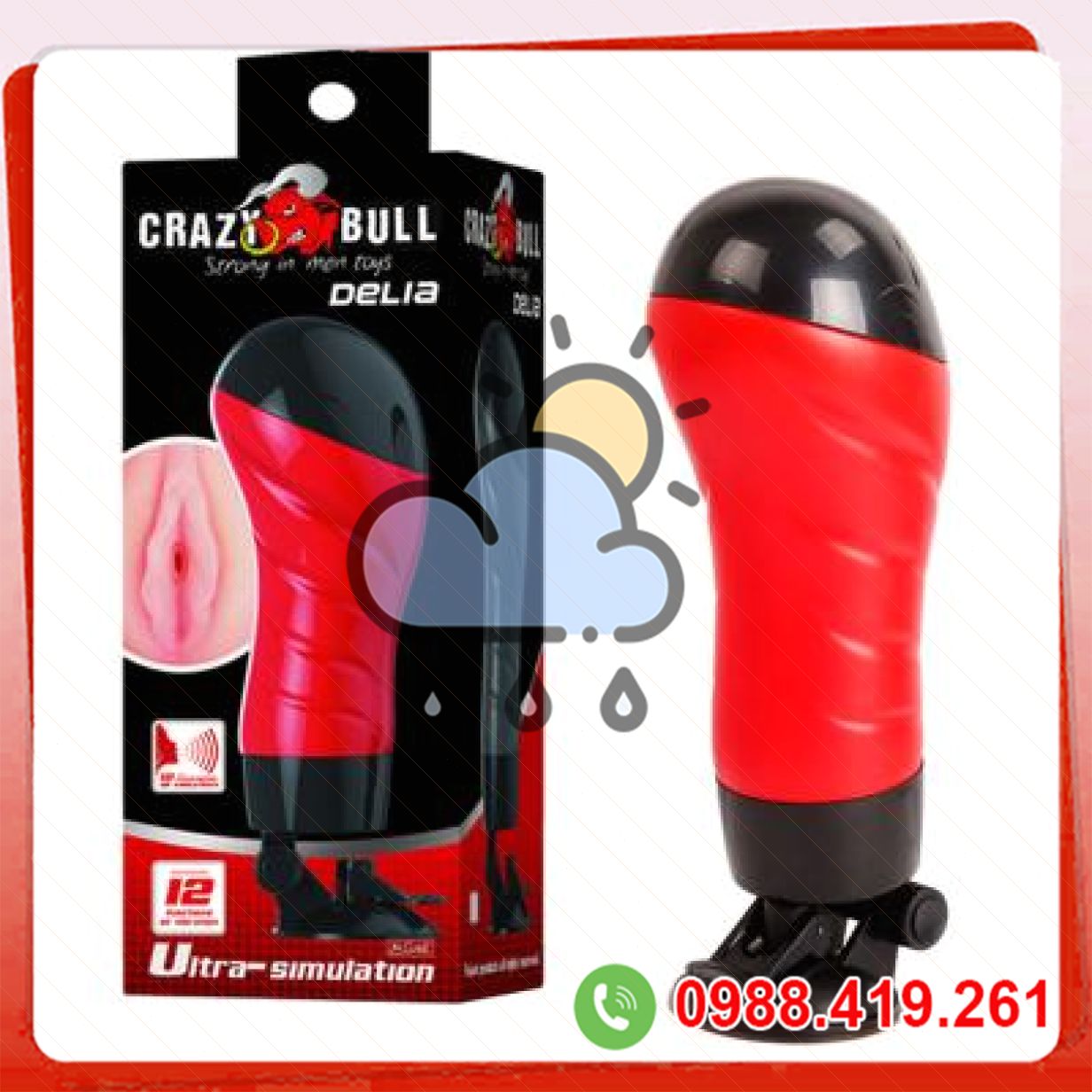 Âm đạo giả gắn tường rung rên Crazy Bull Delia silicone cao cấp 