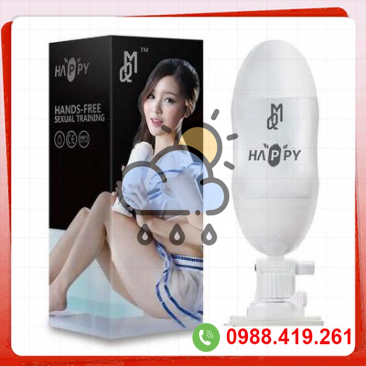 Âm đạo giả hít tường 2 đầu rung xoay 180 độ Happy siêu thực thỏa mãn 