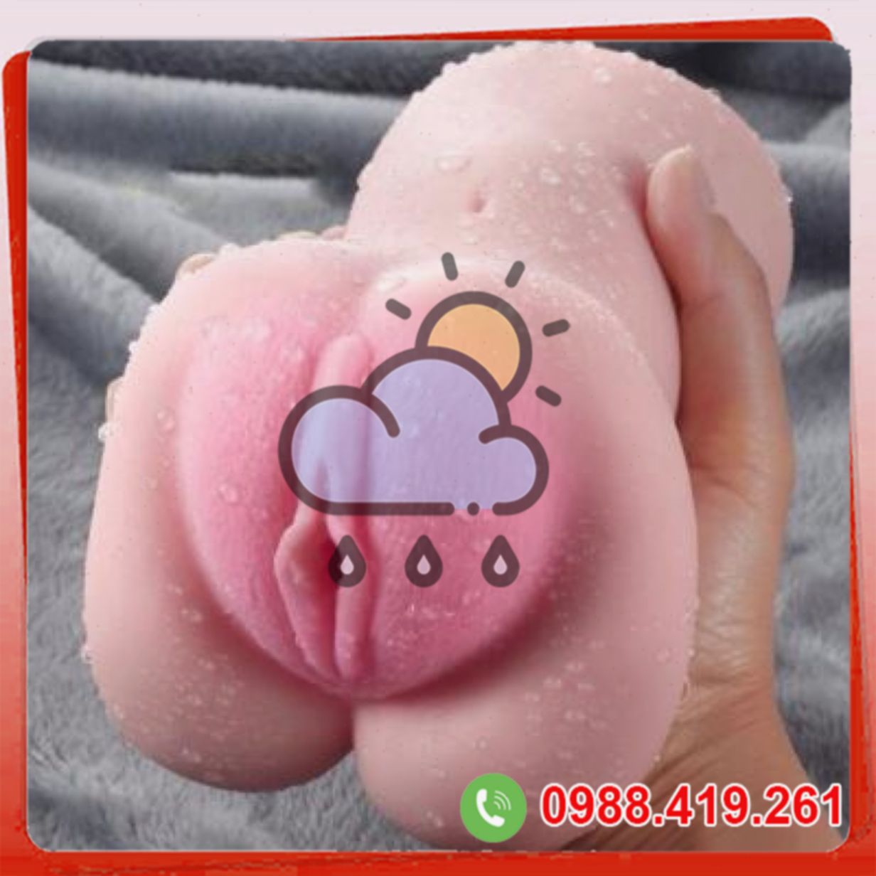 Âm đạo giả silicon 3D cầm tay siêu mềm mịn thỏa mãn nam giới 