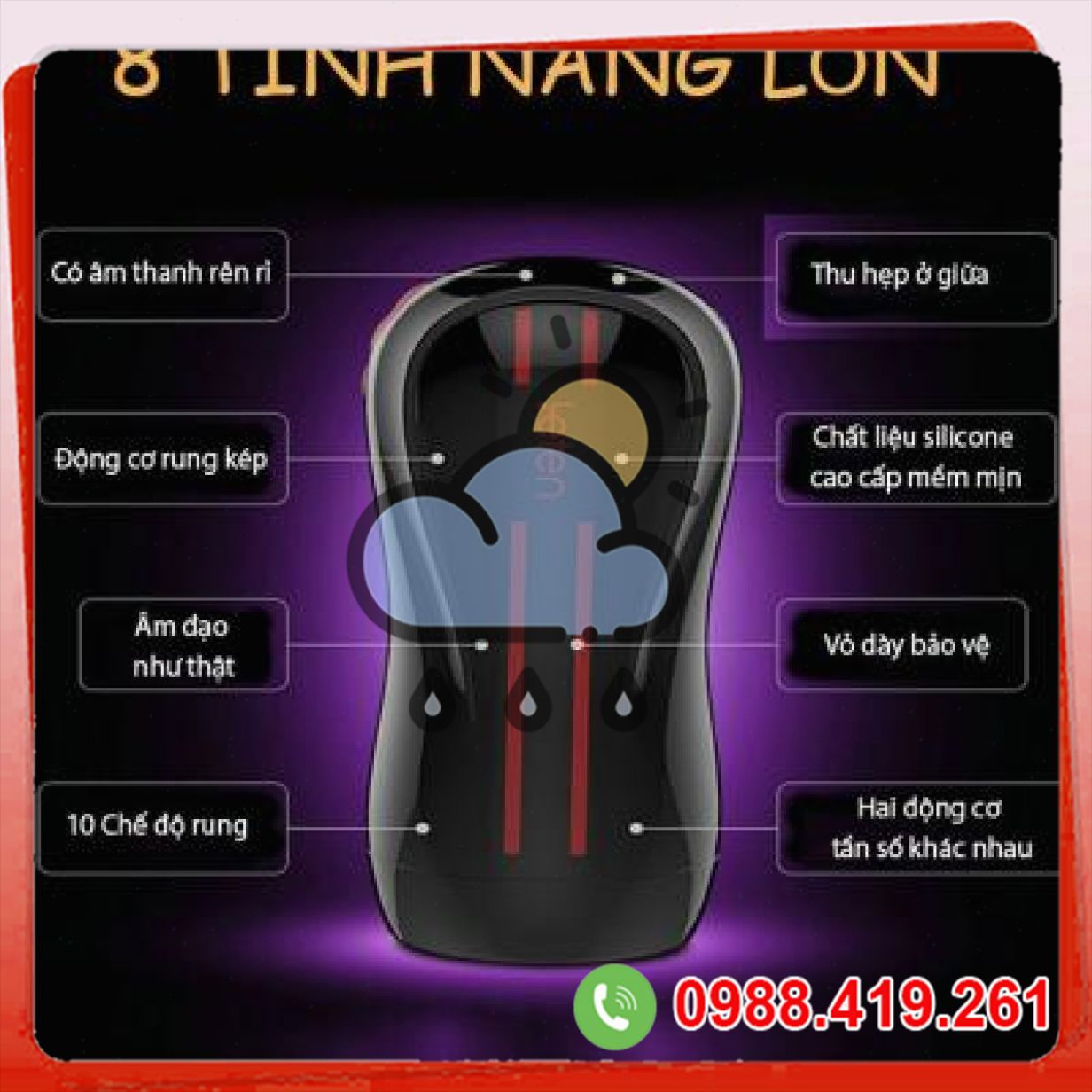 Âm đạo cầm tay Leten rung phát âm thanh, đồ chơi tình dục cao cấp 