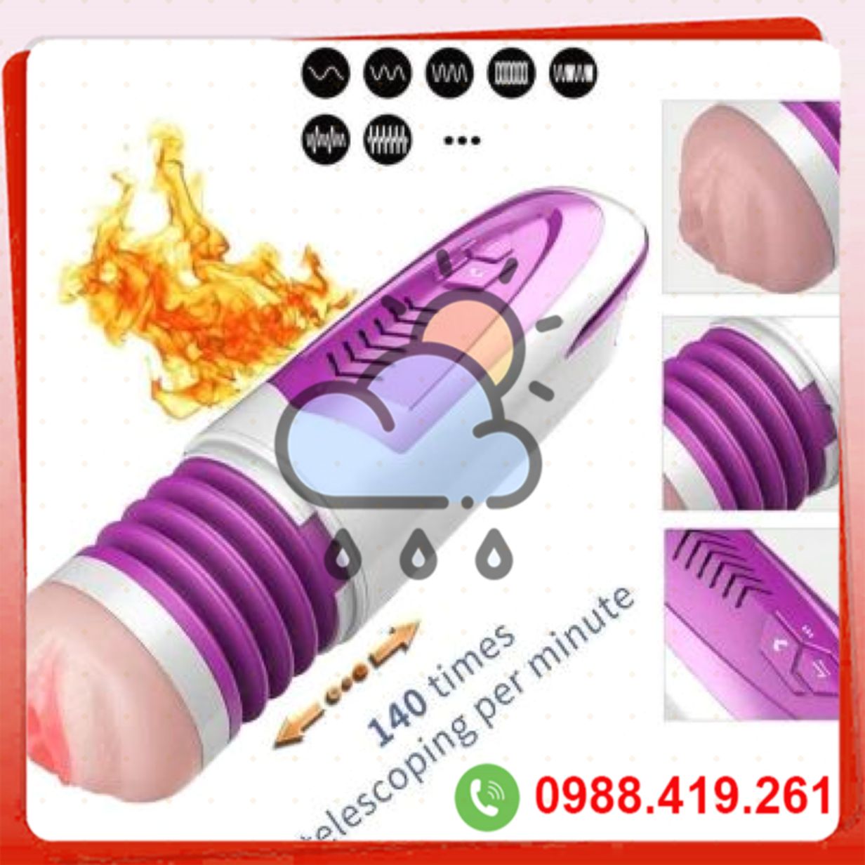 Âm đạo giả rung thụt tự động tỏa nhiệt rung rên Dibe Ferrady 