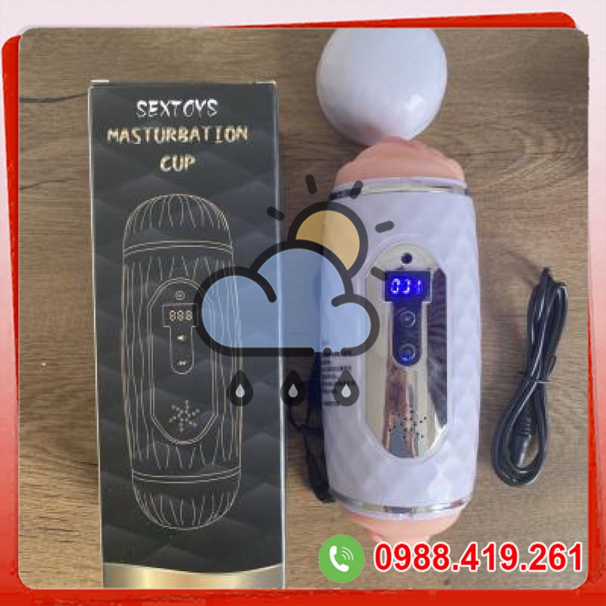 Âm đạo giả cầm tay rung 2 đầu silicon cao cấp 10 chế độ LCD 