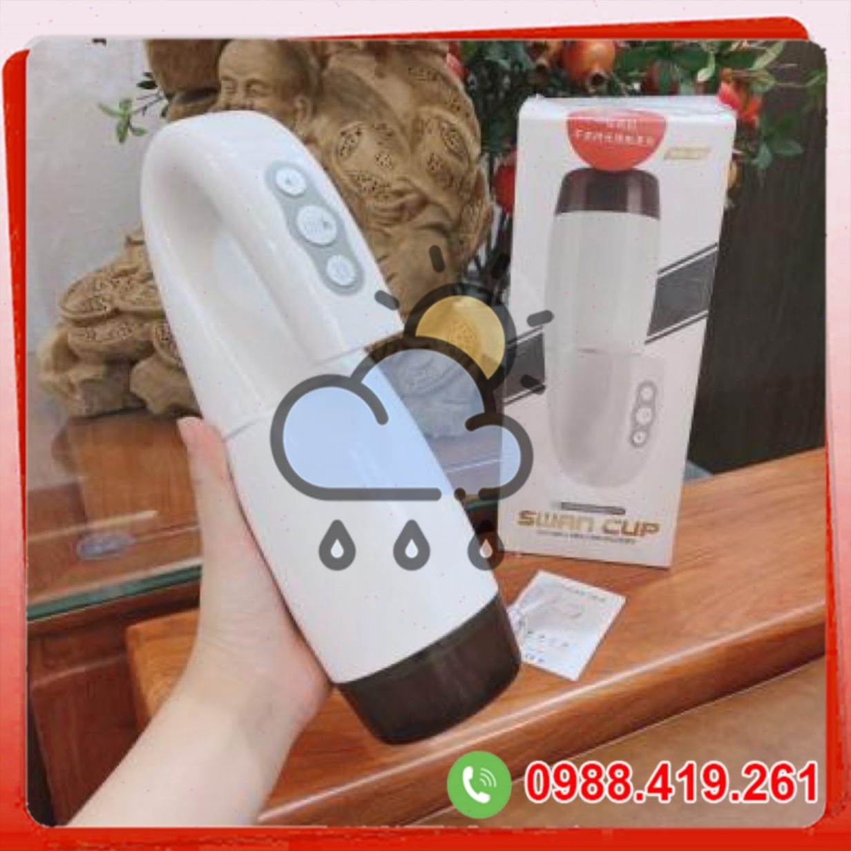 Âm đạo giả Swan Cup cầm tay rung co bóp bú mút sưởi nhiệt 