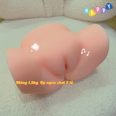 Mông âm đạo giả silicon 1,5kg úp ngửa chơi 2 lỗ