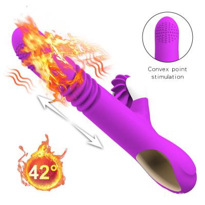 Dương vật rung thụt nhiệt lưỡi liếm massage điểm G silicon cao cấp 