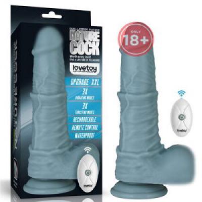 Dương vật khủng Lovetoy bạc kim 2 lớp rung thụt điều khiển 