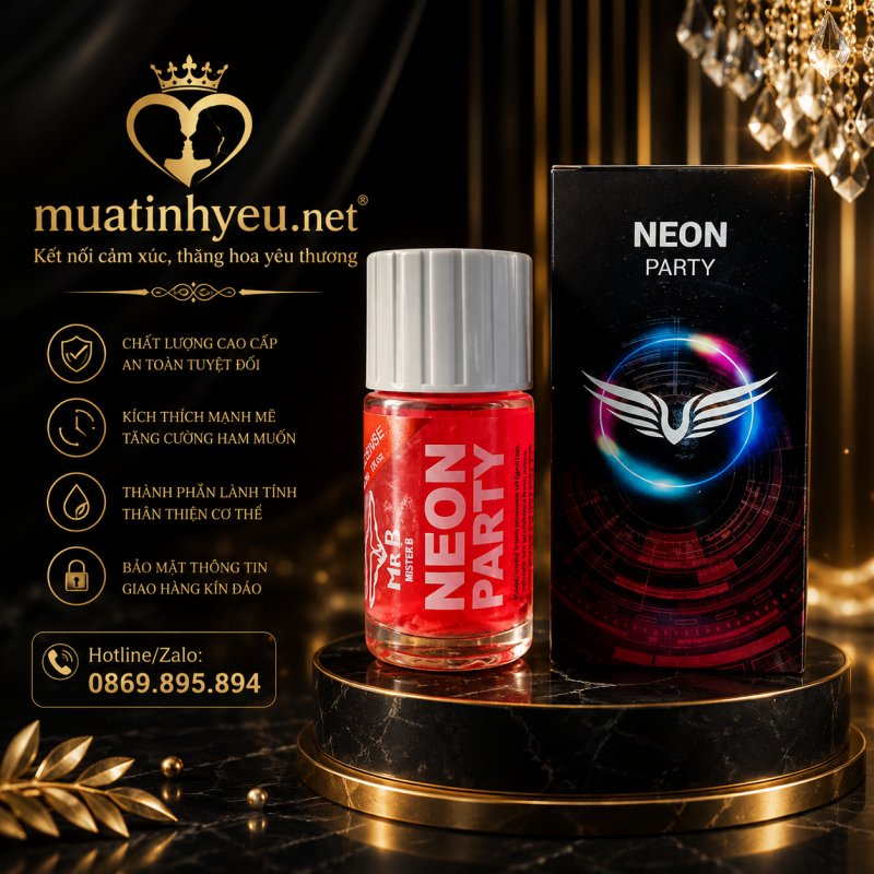 Popper Neon Party Red 40ml – Tinh Dầu Kích Thích Cực Mạnh, Chuẩn PWD USA