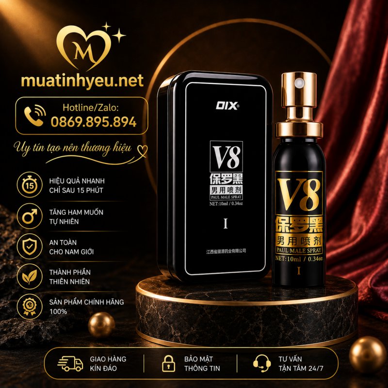 OIX V8 10ML CAO CẤP – XỊT HỖ TRỢ KÉO DÀI THỜI GIAN CHO NAM