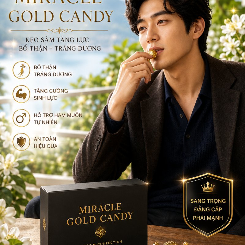 kẹo sâm Hàn Quốc
Miracle Gold Candy
kẹo sâm nam
kẹo nhân sâm Hàn Quốc
kẹo sâm cao cấp