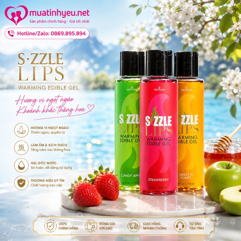 GEK MASSAGE SIZZLE LIPS LÀM ẤM - HƯƠNG VỊ DÂU, TÁO VÀ MẬT ONG CAO CẤP