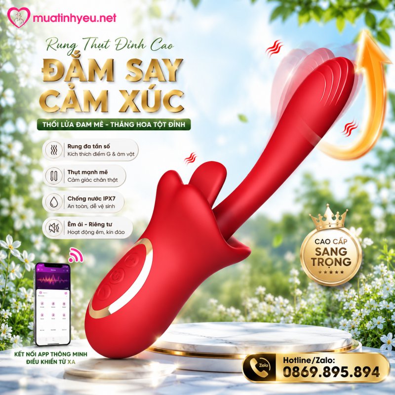 LƯỠI LIẾM KÉP SILICON RUNG MASSAGE ĐIỂM G CAO CẤP